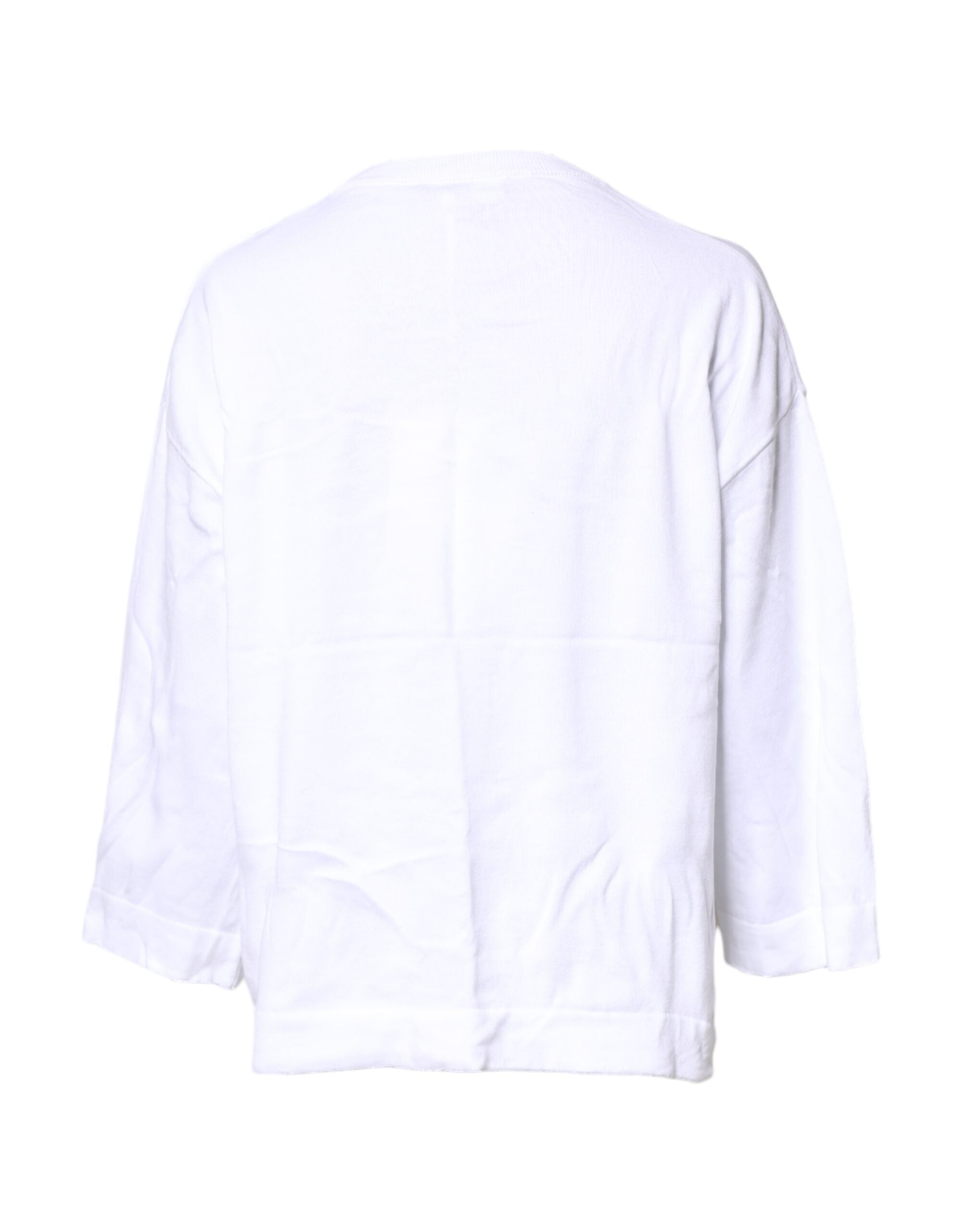 Love Moschino Weißes Langarm-T-Shirt aus Baumwolle mit Grafikprint