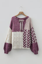 Purple Block Back Loose Fit Sweater