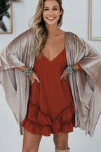 Smoke Gray Velvet Kimono