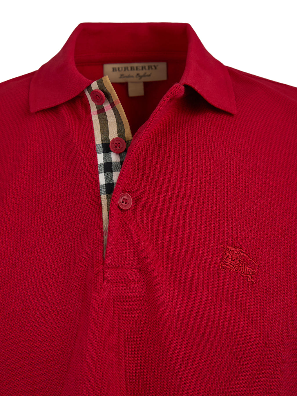 Polo Burberry vermelho em algodão com gola