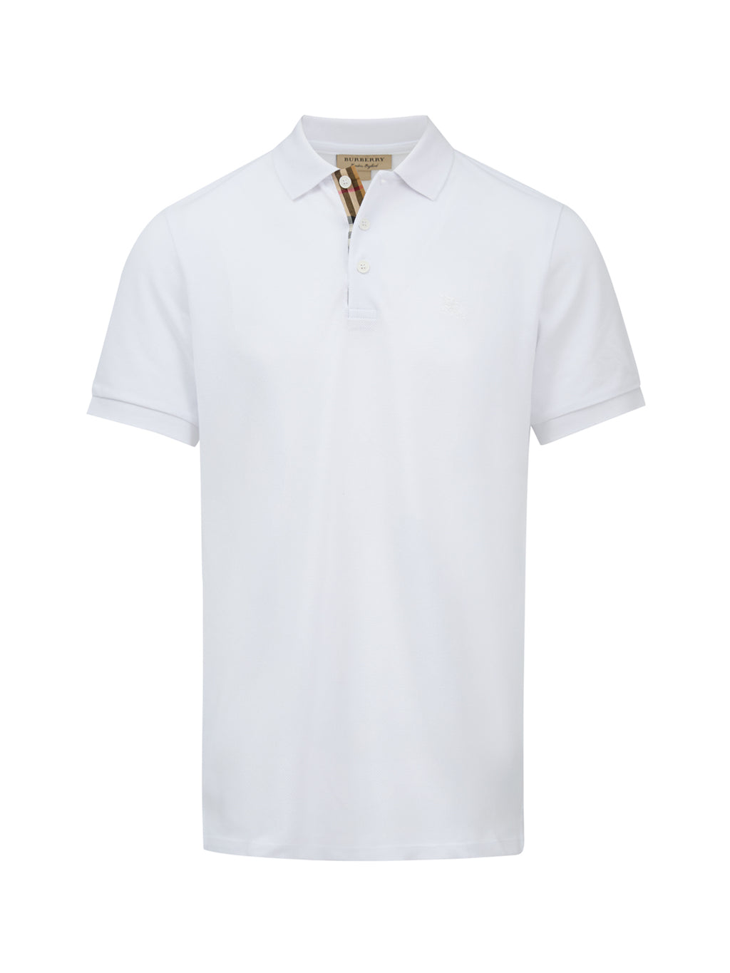 Polo Burberry branco em algodão com gola