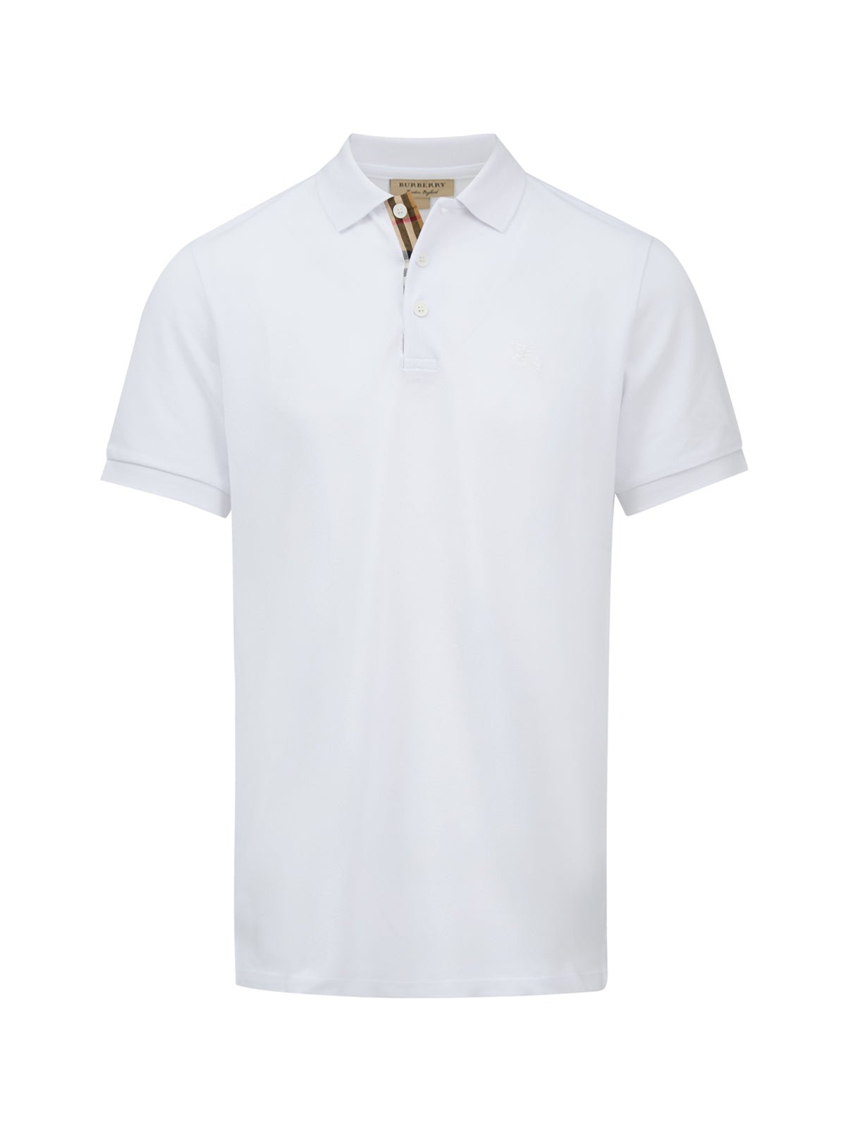 Polo Burberry branco em algodão com gola