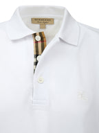 Polo Burberry branco em algodão com gola