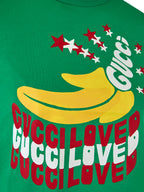 Grünes Baumwoll-Logo-T-Shirt von Gucci