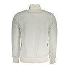 La Martina White Cotton Men Sweater With Zip and Pockets