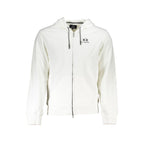 La Martina White Cotton Men Sweater with Hood and Zip Pockets