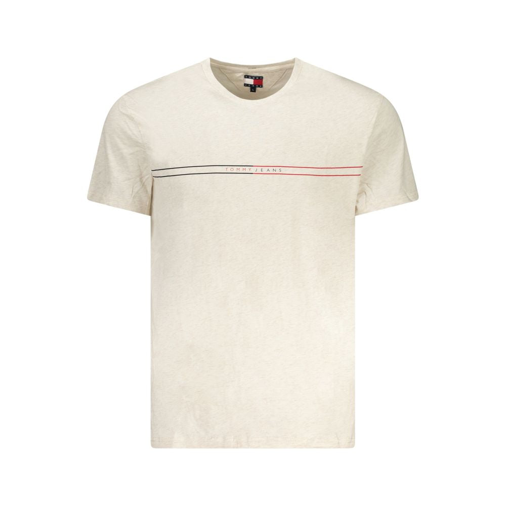 T-shirt para homem Tommy Hilfiger bege de algodão