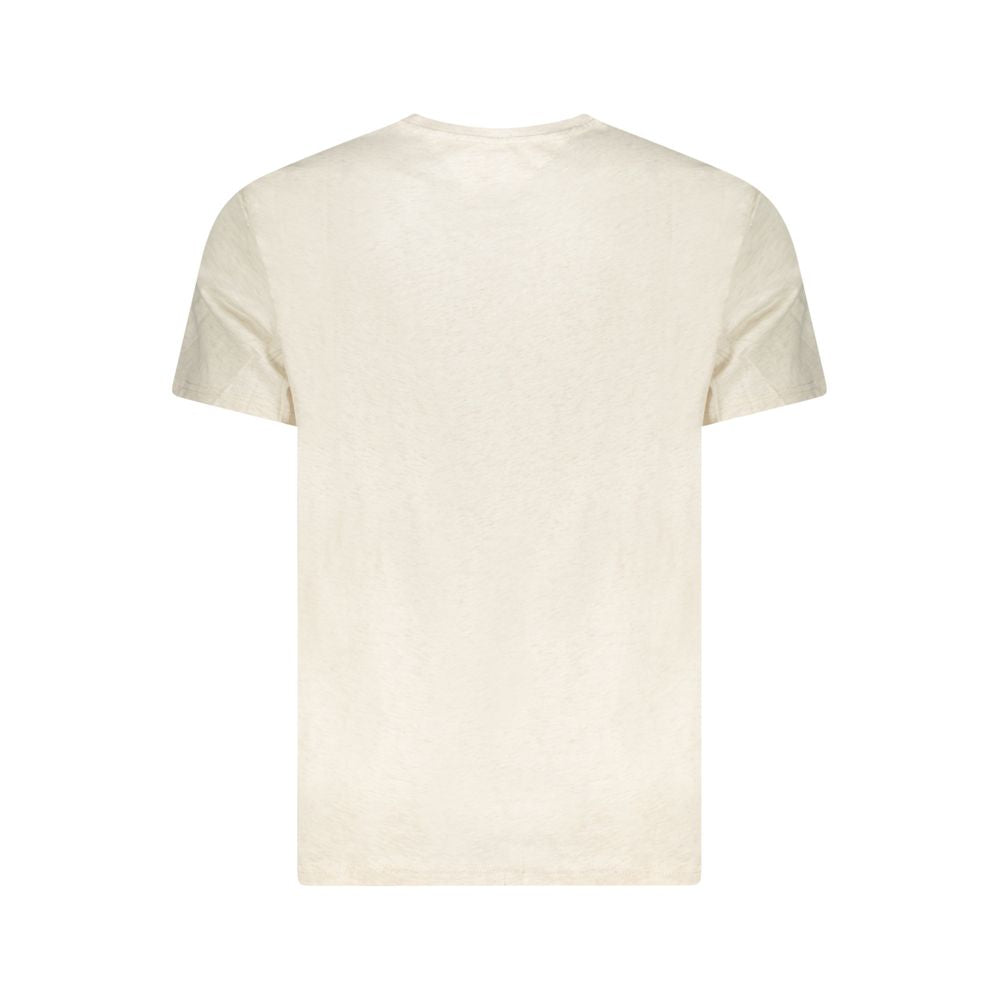 T-shirt para homem Tommy Hilfiger bege de algodão