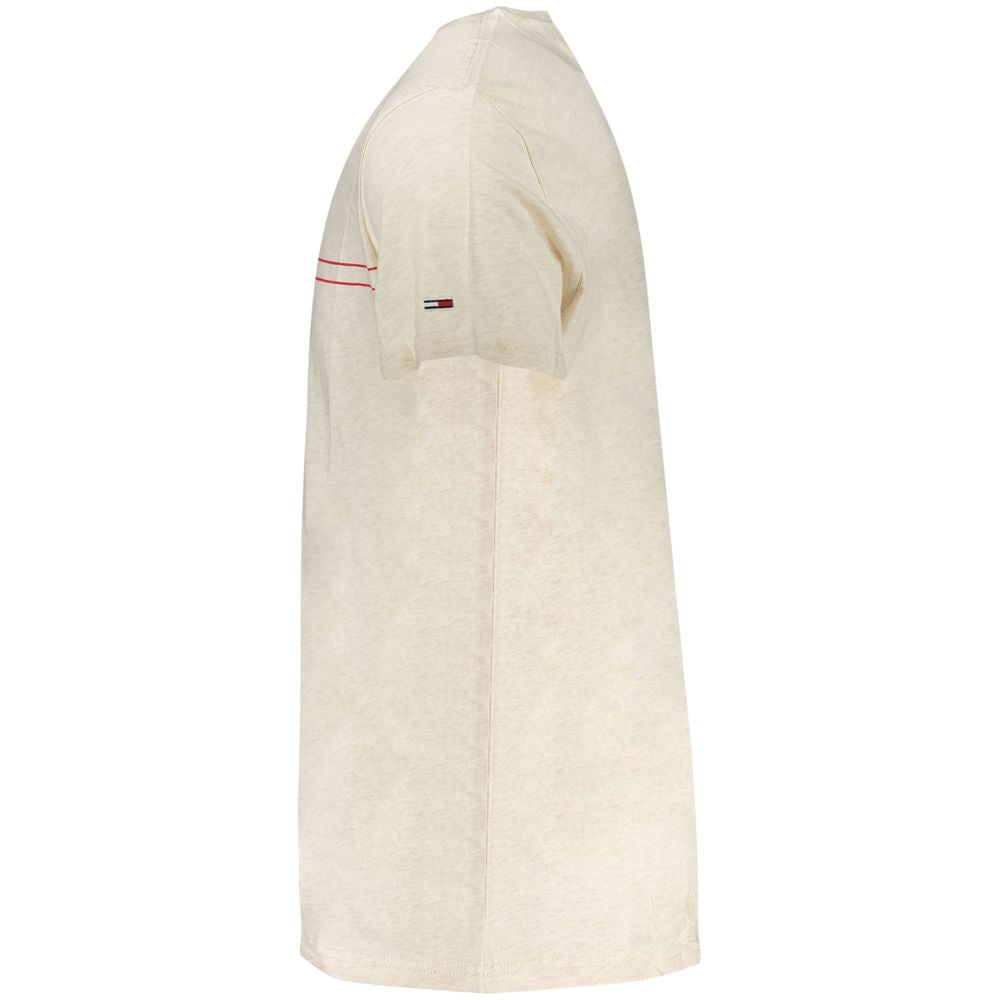 T-shirt para homem Tommy Hilfiger bege de algodão