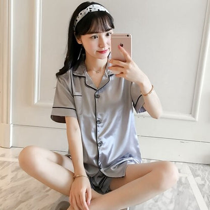 Women's Silk Solid Color Pajama Set