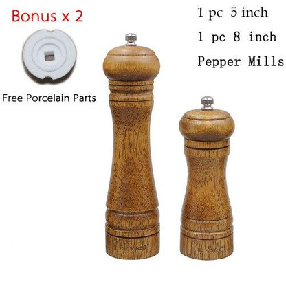 Eco-Friendly Handheld Wooden Spice Mills Set