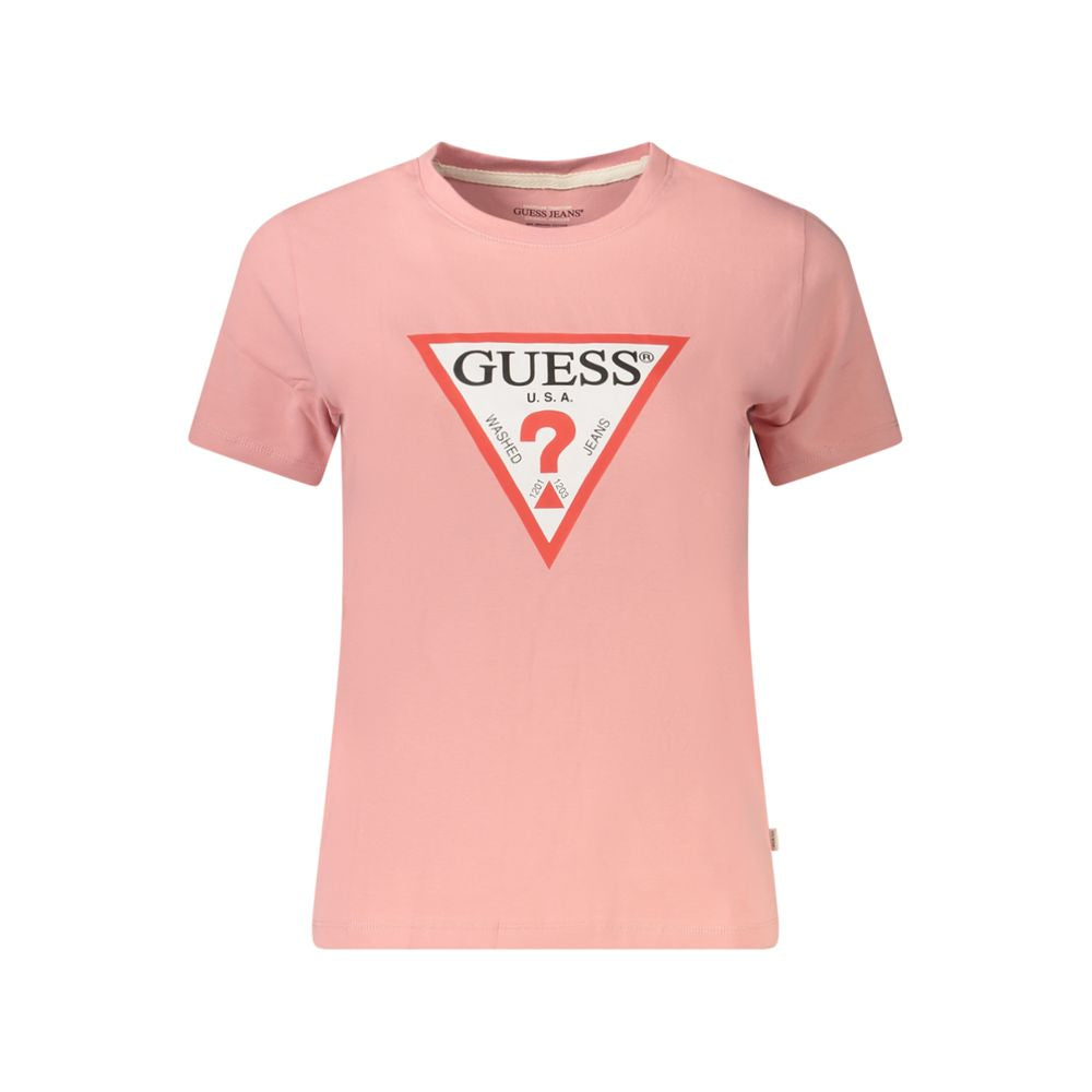 Guess Jeans Damen-T-Shirt aus rosa Baumwolle