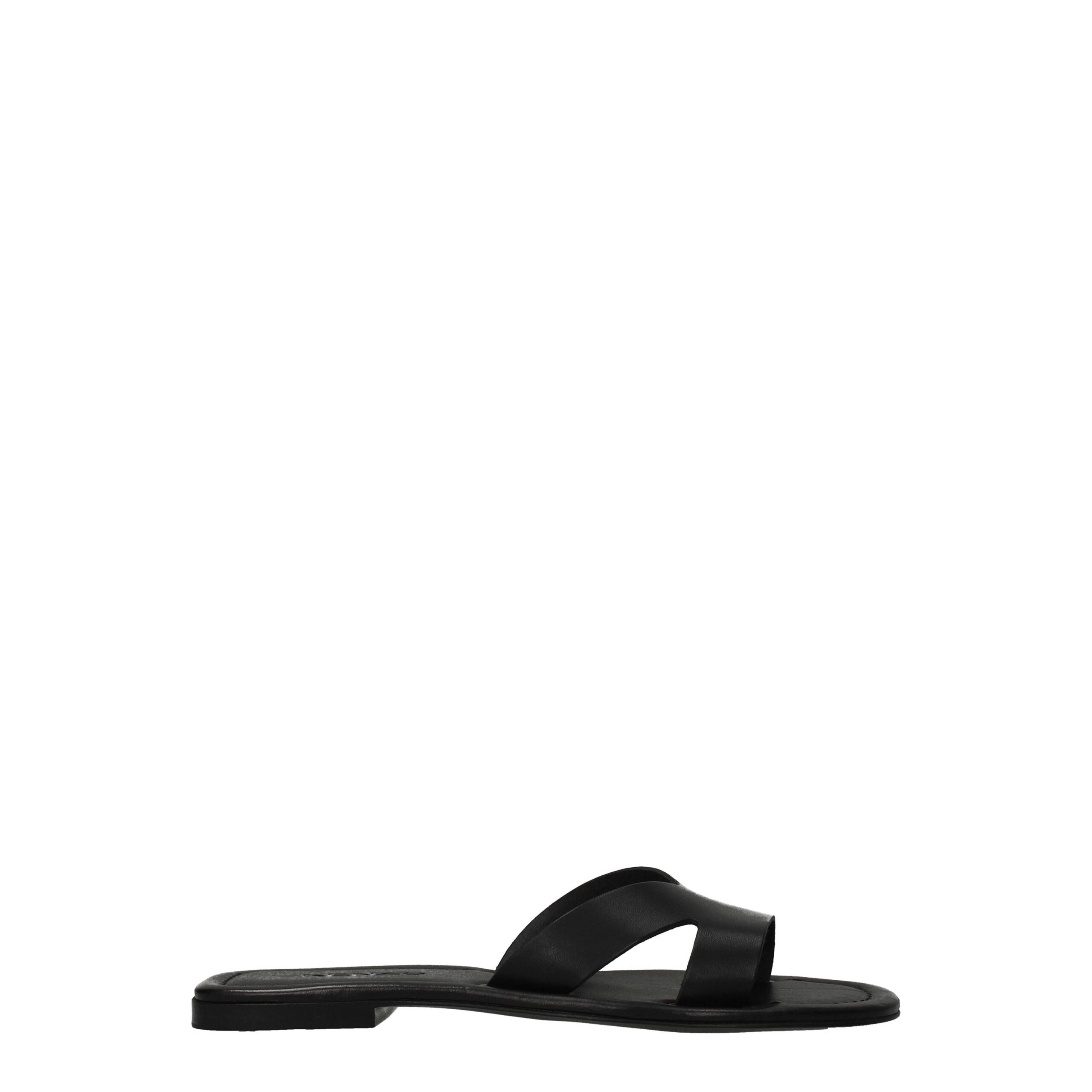 Kenzo Black Leather Slippers Sandals