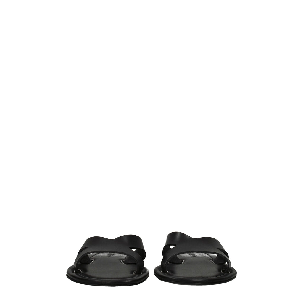 Kenzo Black Leather Slippers Sandals
