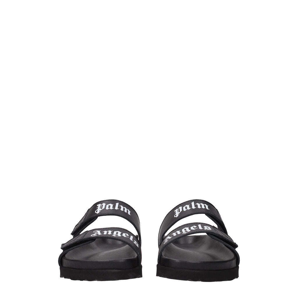 Pantufas de couro preto Palm Angels