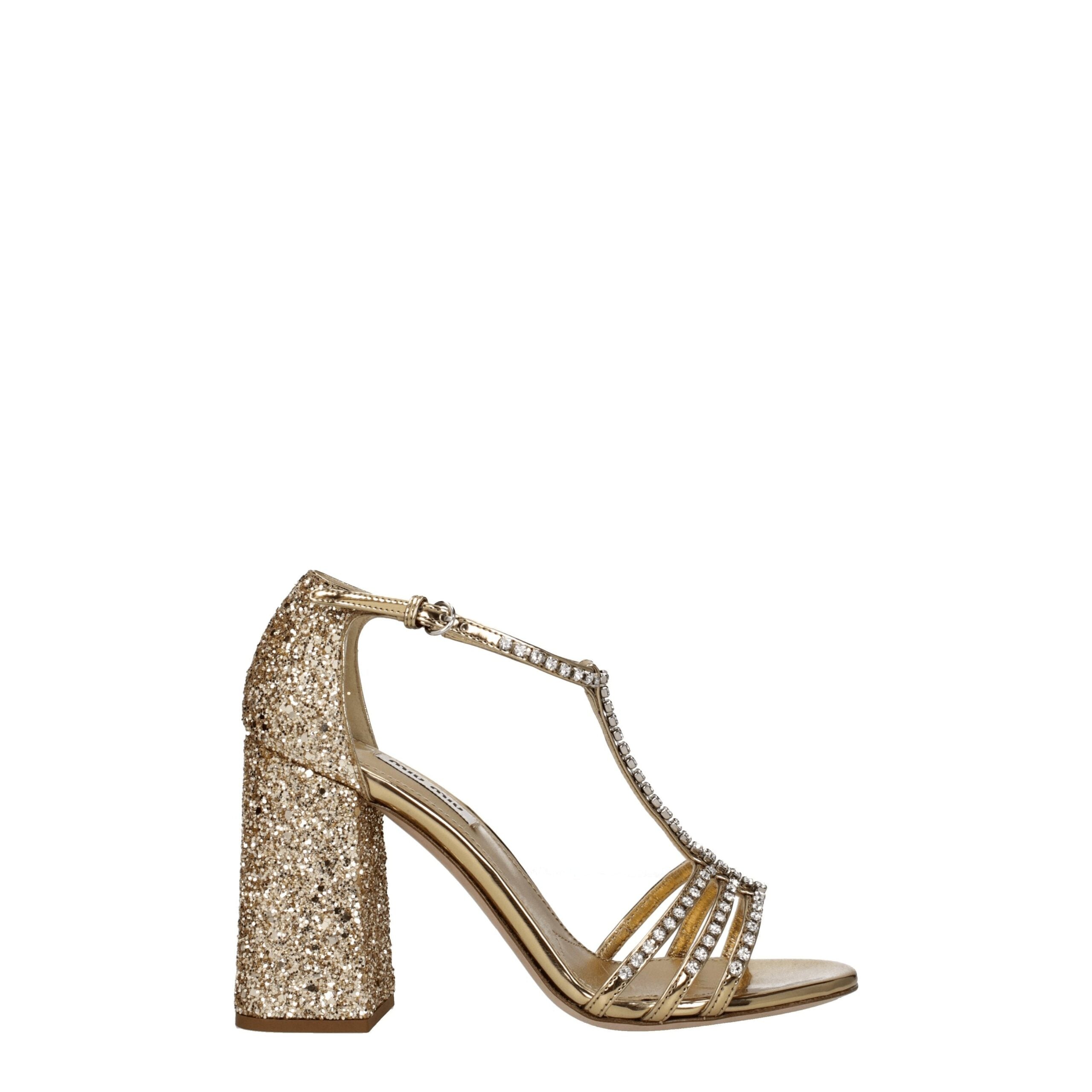 Miu Miu Gold Plateau-Sandalen aus Kunststoff