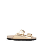Palm Angels Gold Leather Slippers