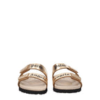 Palm Angels Gold Leather Slippers