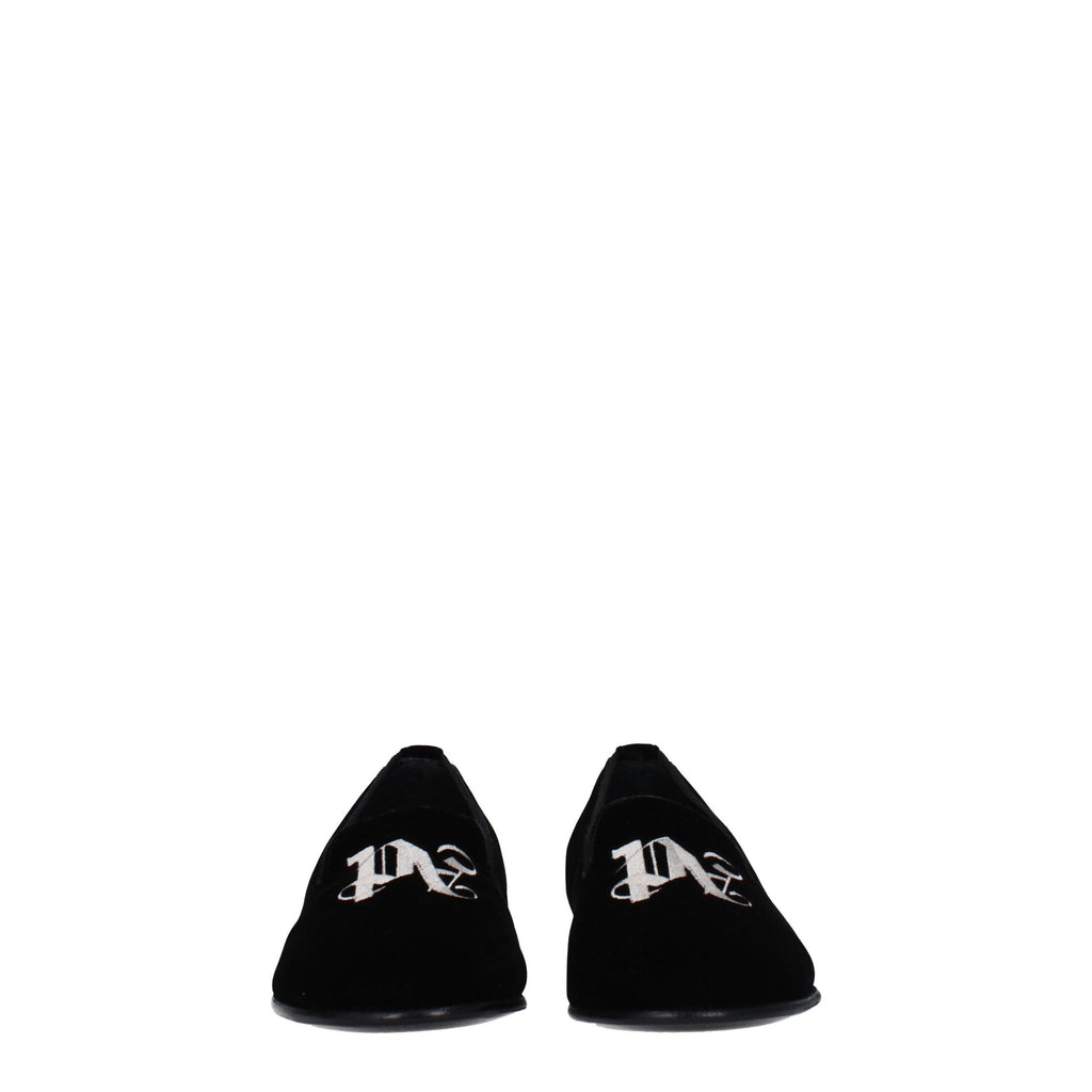 Palm Angels Black Velvet Slip-On Loafers