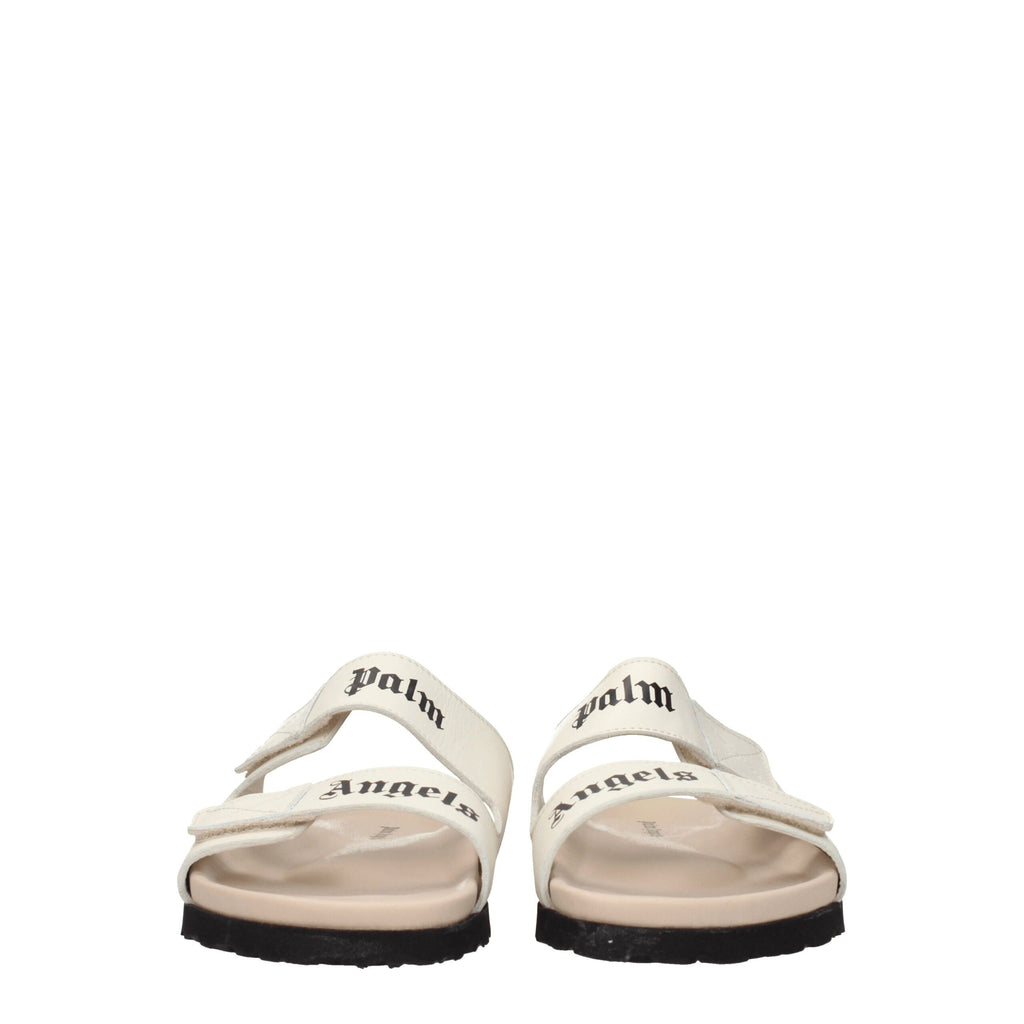 Palm Angels Beige Leather Slippers