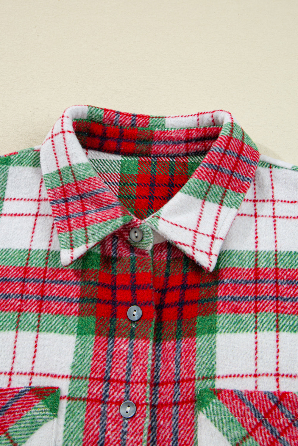 Red Christmas Plaid Casual Flannel Shacket