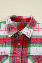 Red Christmas Plaid Casual Flannel Shacket