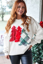 White Pearl Plaid Christmas Tree Sweatshirt