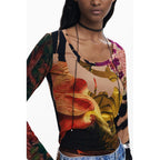 Desigual Brown Elastane Women T-Shirt