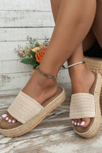 White Boho Single Band Slippers