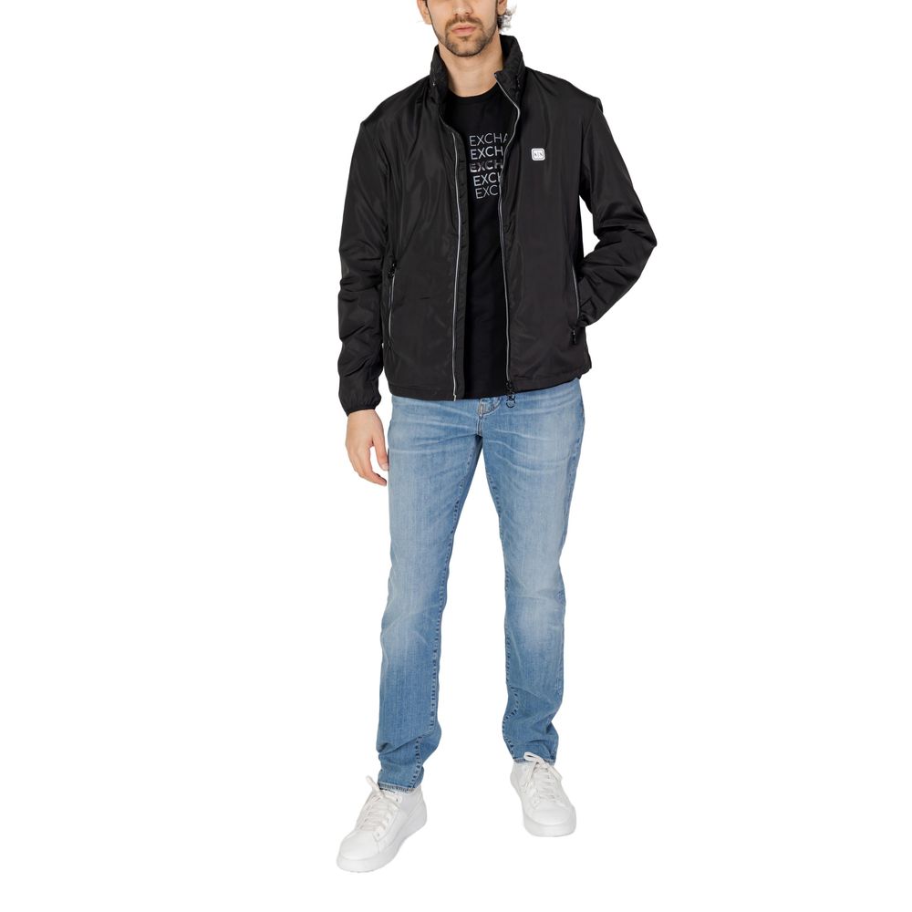 Armani Exchange Black Polyester Jackets & Coat