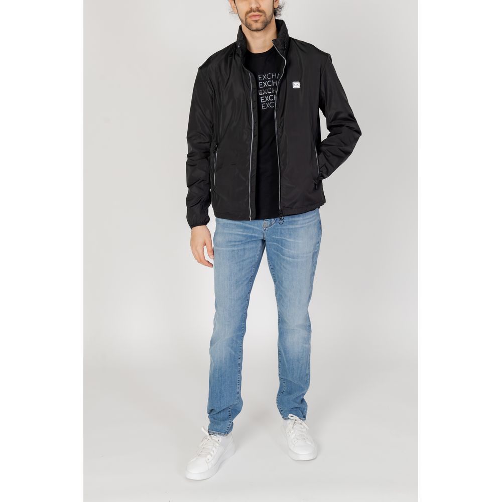 Armani Exchange Black Polyester Jackets & Coat