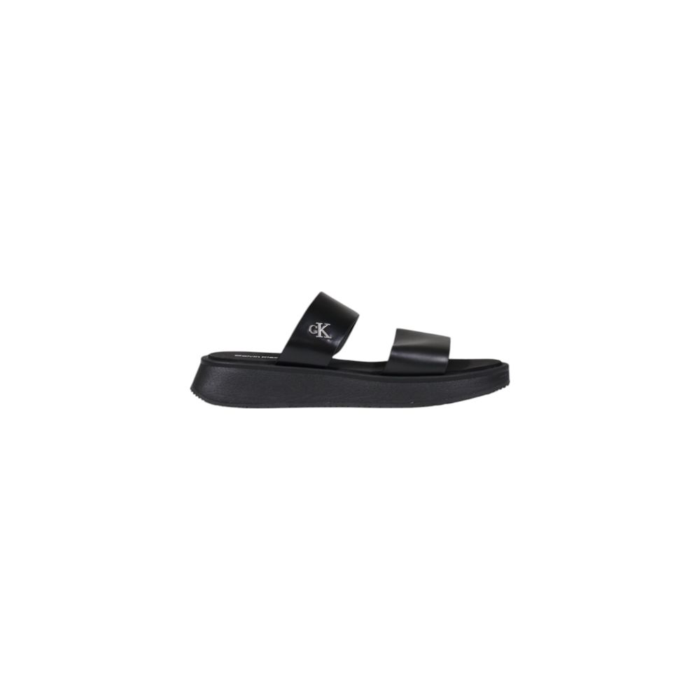 Calvin Klein Jeans Schwarze Ledersandalen