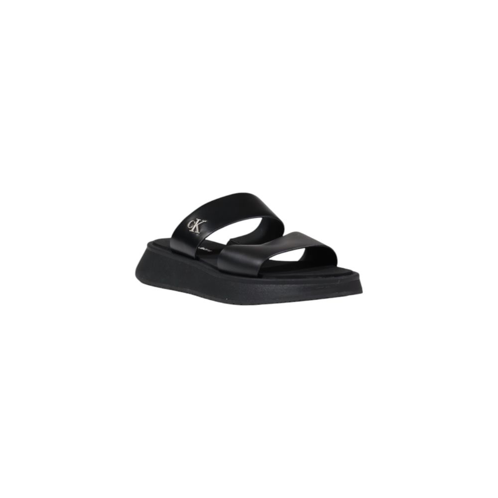 Calvin Klein Jeans Schwarze Ledersandalen