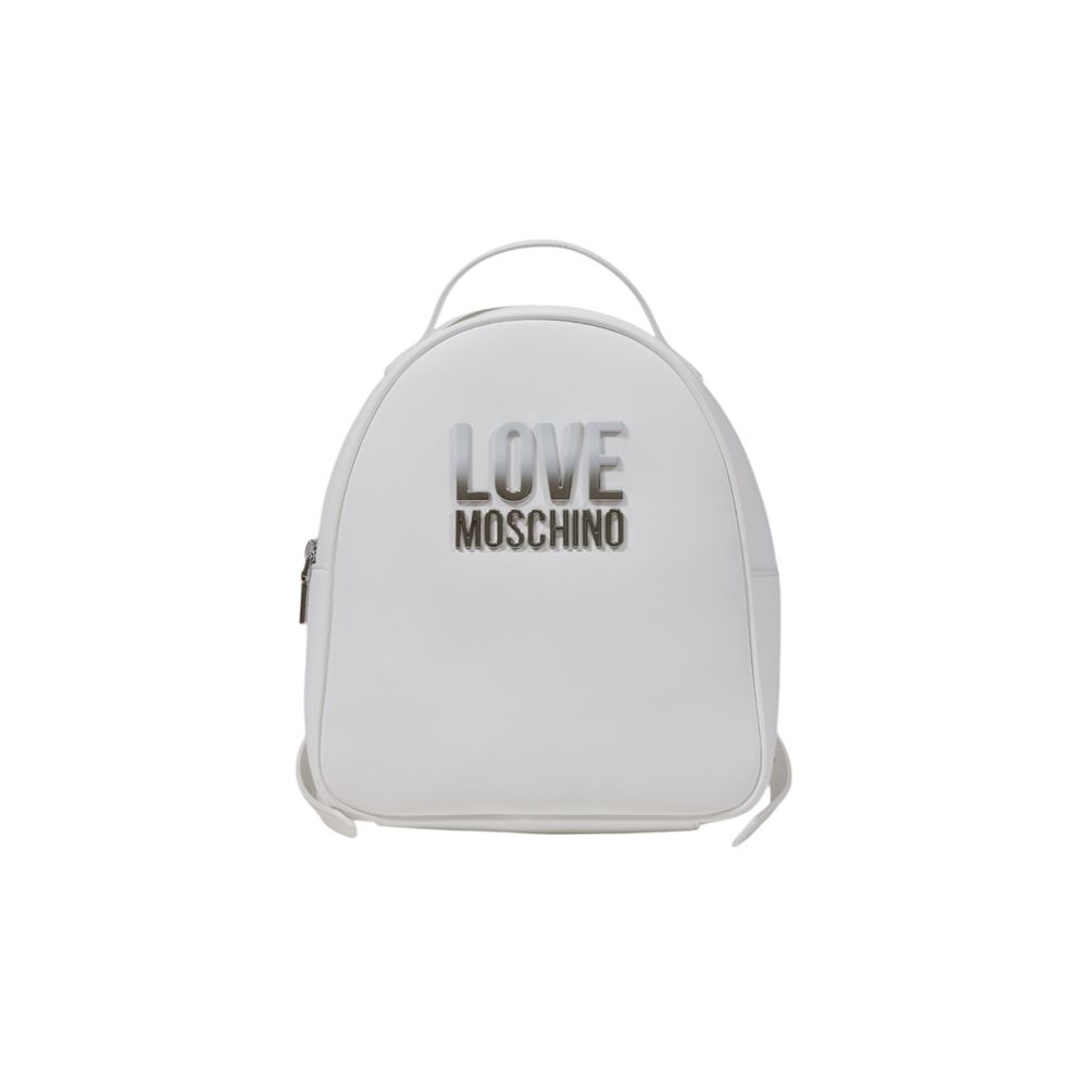 Mochila Love Moschino branca em polietileno