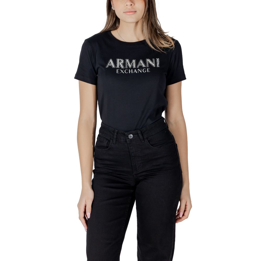 Schwarzes Baumwoll-T-Shirt von Armani Exchange