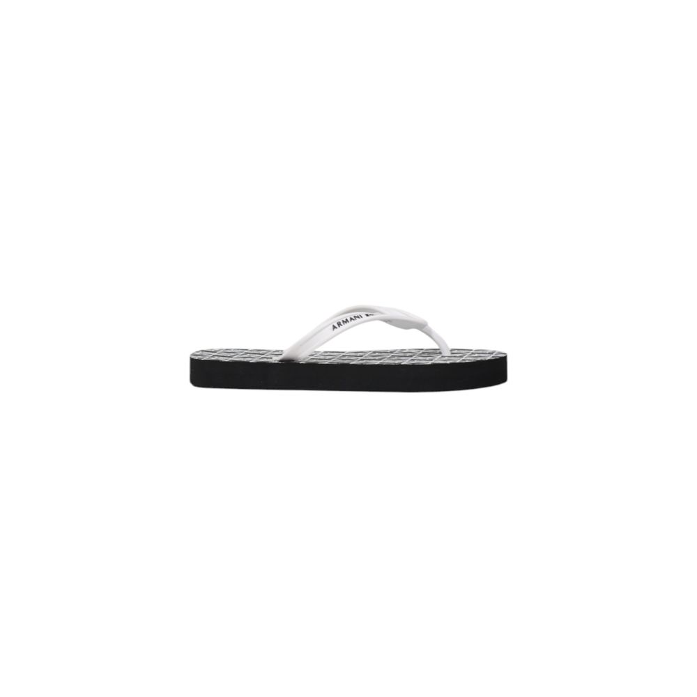 Armani Exchange Schwarze und weiße Gummi-Flip-Flop-Sandalen