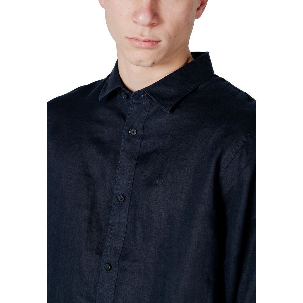 Camisa Armani Exchange em linho azul