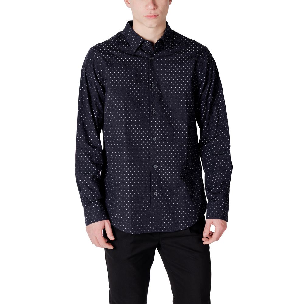 Camisa de algodão azul da Armani Exchange