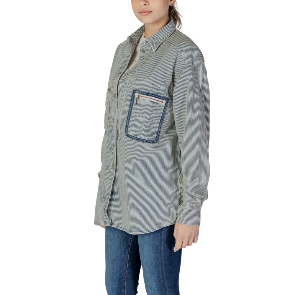 Replay Blaue Baumwollbluse