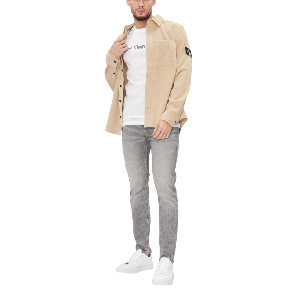 T-shirt branca de algodão Calvin Klein Jeans