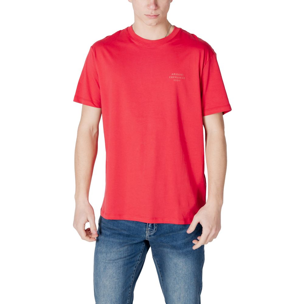 T-shirt de algodão vermelha da Armani Exchange