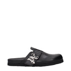 Palm Angels Black Leather Slippers