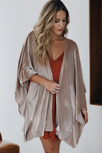 Smoke Gray Velvet Kimono