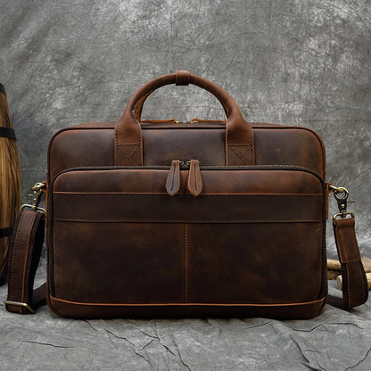 Men Briefcase Genuine Leather Laptop Bag 14 15.6"