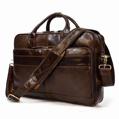 Men Briefcase Genuine Leather Laptop Bag 14 15.6"