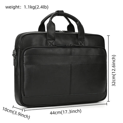 Men Briefcase Genuine Leather Laptop Bag 14 15.6"