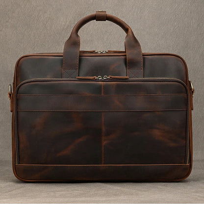 Men Briefcase Genuine Leather Laptop Bag 14 15.6"