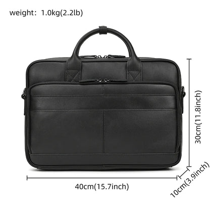 Men Briefcase Genuine Leather Laptop Bag 14 15.6"