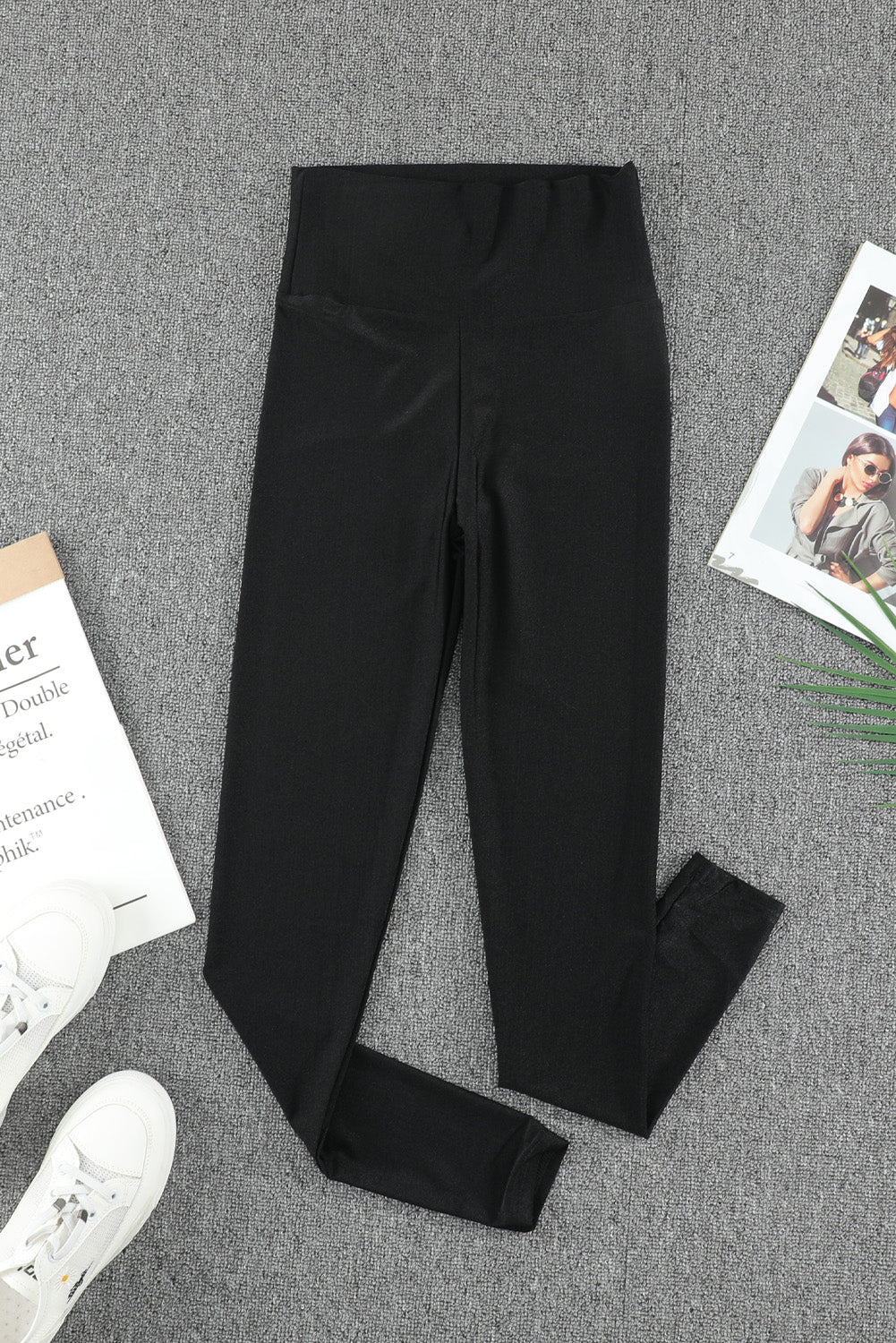 Calça legging preta de cintura subida e justa