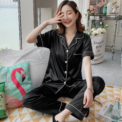 Women's Silk Solid Color Pajama Set